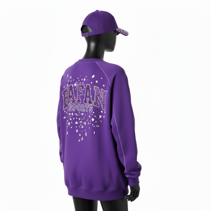 Sweat-shirt oversize pour femme, haute qualité, 320 GSM, en molleton de coton brossé, violet, coupe décontractée, manches raglan, logo, respirant - Product Image 5