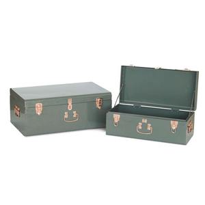 ชุดกล่องเก็บของเหล็กสีเขียวทหาร 2 ชิ้น จากโรงงาน พร้อมอุปกรณ์ตกแต่งสีโรสโกลด์ สำหรับห้องนั่งเล่น - Product Image 4