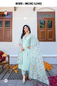 El último diseñador algodón seda bordado secuencia trabajo Kurti conjunto por Fab Zone - Product Image 3