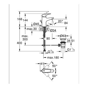 Grifo Mezclador para Lavabo Grohe START FLOW Cromado Starlight 23809000 - Product Image 2