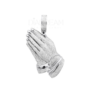 Pendentif pour homme en argent sterling 925 fait à la main Style Hip Hop plaqué or glacé Moissanite diamant taille brillant bijoux fins breloque - Product Image 1