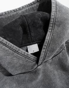 Custom Acid Washed Premium Quality Oversized 100% Cotton Zippers Pullover Sweatshirt Terry Thickened <b>Plain</b> Oversized Mens <b>Hoodie</b> - Product Image 5