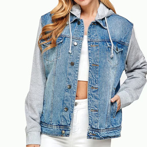 Men's Fashion Hoodie Denim Jacket Stylish Street Long Sleeve Jean Jacket Casual Slim Fit Button Down Jeans Coat - Product Image 5