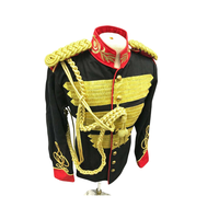 Nouvelle veste noire rouge élégante de cérémonie universelle personnalisée avec uniforme napoléon doré sur le devant tissé en or