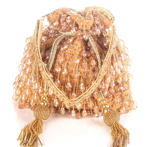Bolso Potli de Diseño Bohemio con Bordado, Borlas, Cadenas y Perlas, Funda Duradera, Regalo para Damas de Honor en Bodas Indias, Bolso de Mano para Mujer - Product Image 1