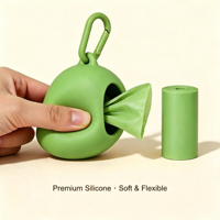 Ensemble de porte-sacs à déjections canines en silicone souple, imperméable et lavable, avec sacs à déjections, en forme de mangue, OEM ODM, étiquette privée