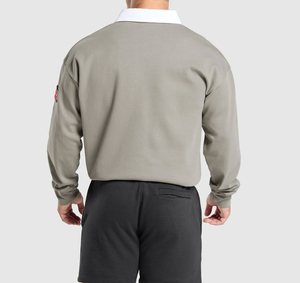 เสื้อโปโลรักบี้วินเทจแบบกำหนดเอง แขนยาว ผ้าฝ้าย 100% เนื้อหนา ปักโลโก้ เสื้อโปโลรักบี้ผู้ชาย - Product Image 2