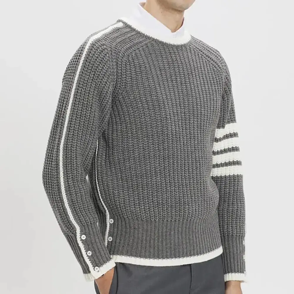 Sweater pria kasmir, baju hangat pria, leher Crew, nyaman, pakaian musim dingin dari Pakistan, 2023