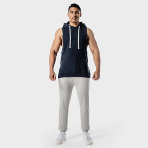 Men's <b>Sleeveless</b> Workout <b>Hoodies</b>-100% Cotton Winter Gym <b>Hoodies</b> for Fitness Bodybuilding Outdoor Sports Wear 2 Pcs - Product Image 4