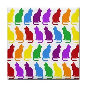 Rainbow Cats Pattern Art Ceramic Craft <b>Tile</b> for Kitchen Backsplash Decorative Border Premium Quality <b>Tile</b> <b>Accessories</b> - Product Image 1