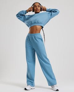 Precio de fábrica Basalto recortado Cuello redondo Sudadera de mujer Hombros caídos Puños acanalados Sudaderas con capucha de mujer Sudaderas con capucha para correr Mujer - Product Image 5