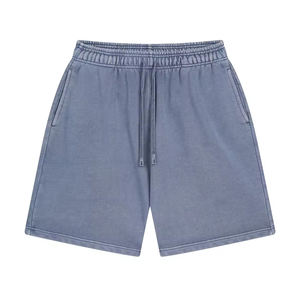 กางเกงขาสั้นผ้าฝ้ายของผู้ชายกางเกงขาสั้นทรงแบ็กกี้ซีดจางใส่ในฤดูร้อนกางเกงฮิปฮอปฝรั่งเศสเทอร์รี่ปักตามสั่ง - Product Image 1