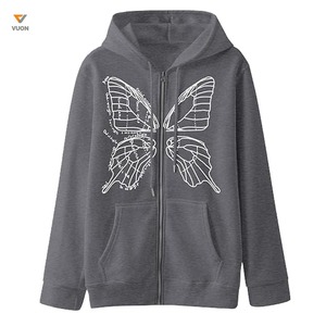 เสื้อมีฮู้ดแบบรูดซิปผ้าคอตตอน100% พิมพ์ลายแบบโอเวอร์โอเวอร์โอเวอร์โอเวอร์พร้อมปัก3D สำหรับฤดูหนาวออกแบบได้ตามที่ต้องการ - Product Image 6