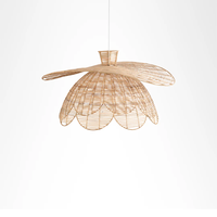 Abat-jour en rotin fait à la main tissé suspension Lotus fleur forme plafonnier décoratif éclairage en osier pour salon chambre