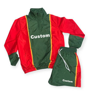 Chaqueta cortavientos y conjuntos cortos de dos piezas de nailon de alta calidad en línea, chándal de talla grande con cremallera y bloque de Color de verano - Product Image 1