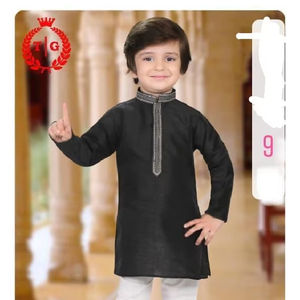 Conjunto de pijama de diseño étnico bordado para niños Kurta estampado dibujado a mano traje indio cultural festivo para fiestas infantiles - Product Image 1
