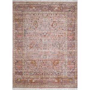 Someplace in Time Tapis en laine noués à la main rose et violet, motif médaillon afghan 9x12 pour la décoration de salon d'adolescents - Product Image 1