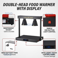 Chauffe-Plats Professionnel en Acier Inoxydable pour Buffet, Lampe Chauffante Noire avec Contrôle Numérique de la Température, Base Chauffante pour Aliments