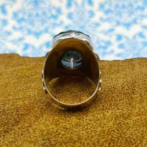 แหวนหินบุษราคัมมิสติกแหวนสำหรับงานหมั้นและแต่งงานทำจากเงินสเตอร์ลิงวงแหวนค็อกเทลหนาสำหรับงานเลี้ยง - Product Image 2