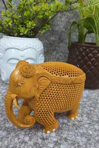 Elefante de madera maciza tallado a mano, artesanía india, Art Deco, decoración del hogar para cumpleaños y Diwali - Product Image 3
