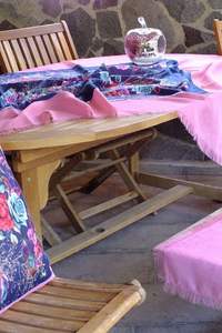 <b>Pink</b> Handmade <b>Tablecloth</b> Set with <b>Tablecloth</b> Cushion Cover Runner 150x150 <b>tablecloth</b> 50x150 runner 50x50 2 cushion cases - Product Image 3