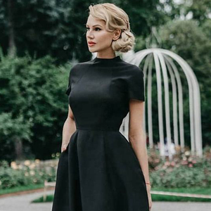 Oferta Especial: Vestido Midi Elegante de Seda/Algodón Tejido para Mujer, Estilo Vintage, Cintura Baja, Satinado, con Cremallera, Lavable, Cuello Redondo, Manga Corta - Product Image 6