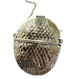 Bolso de mano móvil de plata oxidada de Metal de latón de alta calidad, bolso de mano artesanal de lujo, embragues de noche, vestido de boda Vintage para mujer - Product Image 1