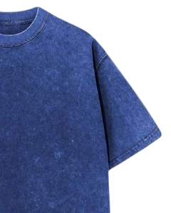 Camiseta Unisex Extra Grande de Algodón Azul Lavado, Estilo Vintage con Lavado Ácido, Hombros Caídos, Ropa de Calle Informal de Verano, Camiseta Unisex - Product Image 2