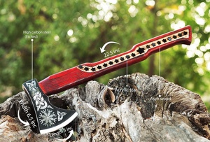 Vente en gros personnalisée de haute qualité OEM ODM service fait à la main en acier à haute teneur en carbone manche en bois et gaine en cuir fin haches faites à la main - Product Image 3