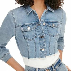 Wholesale <b>Womens</b> Fashion <b>Short</b> Denim <b>Jacket</b> Button Front Slim Fit Jean Coat Casual Outerwear for Wholesale Retail Private Label - Product Image 2