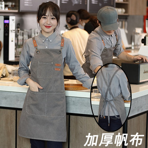 Delantal de Lona de Algodón Resistente, Impermeable y Resistente al Aceite, con Logotipo Personalizado, Delantal de Cocina sin Mangas a la Moda - Product Image 4