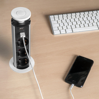 Emuca Prise murale verticale en aluminium peint blanc avec 3 prises Schuko et 2 ports USB multi-connecteurs amovibles Espagne