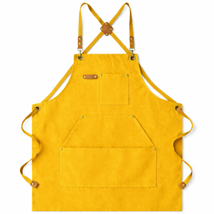 Waterproof Heavy Duty Reusable Canvas Sleeveless Bib Apron Thick Printed Cotton Barbecue Custom Logo - Product Image 1