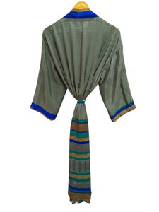 ชุดคลุมอาบน้ำผ้าไหมหลากสีสำหรับใส่ในบ้านชุดคลุมกลางคืนชุดกิโมโนผ้าไหมส่าหรีสไตล์วินเทจของอินเดีย - Product Image 6