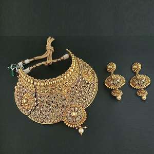 ชุดเครื่องประดับศิลปะนิกิตะสร้อยพลอยเทียมและสร้อยคอทองแดง FBJ0001A - Product Image 1