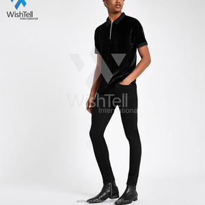 T-shirt décontracté blanc à fines rayures pour hommes avec col zippé T-shirt de golf à la mode pour style polo - Product Image 1