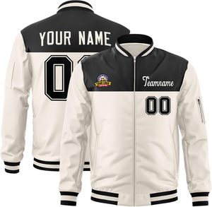 Chaquetas universitarias con cremallera personalizadas OEM con logotipos bordados para equipos escolares, marcas de moda y promociones - Product Image 1