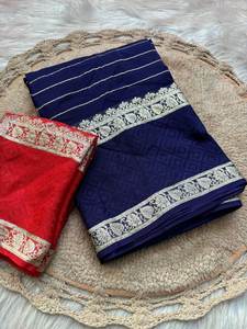 2025 calidad superior estilo moderno glamuroso satén bordado fiesta desgaste saris con oro puro Jari tejido - Product Image 3