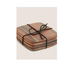 Couvre-boissons et dessous-de-verre en bois d'acacia écologiques de haute qualité, sans hêtre, pour verres et tasses, pour une utilisation moderne à la maison et au bureau - Product Image 3