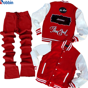 Ensemble de survêtement de baseball classique XXL de haute qualité, logo personnalisé, sweat-shirts à capuche et pantalons pour hommes, patchwork, pour le jogging, les sports - Product Image 5