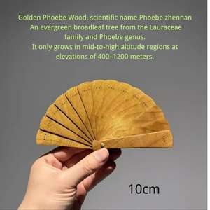 Ventilador de mano de madera de bambú hecho a mano tradicional con tela personalizable para obsequios promocionales y de eventos - Product Image 5