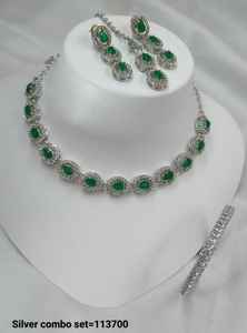 Indian Traditional Kundan Silver Plated Jewellery Set and Copper Necklace Set for Women & Girl Indian <b>Accessories</b> Jewlery Women - Product Image 2