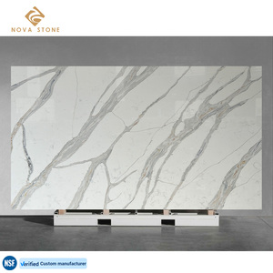 Losa de cuarzo antiflexural NV915 Fabricación de alta calidad Losa de piedra de cuarzo blanco Calacatta - Product Image 1