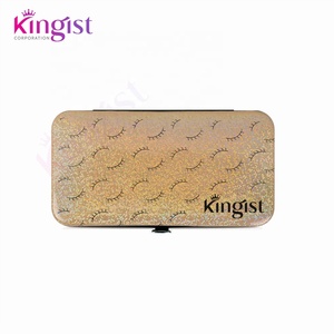 กล่องแหนบแม่เหล็กสำหรับต่อขนตาปลอมแบบแม่เหล็กพิมพ์ลายขนตาสีโรสโกลด์ - Product Image 3