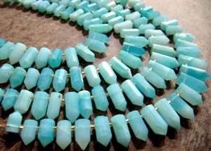 Forma de bala de lápiz facetado Briolette de ópalo azul peruano natural 0,5 a 1 pulgada hebra de cuentas de piedra larga 8 pulgadas - Product Image 3