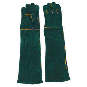 Guantes de soldadura de puño largo de cuero dividido de piel de vaca de diseño personalizado antiestático a prueba de fuego trabajo de seguridad incluido tallas XL - Product Image 4