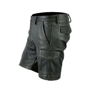 <b>Shorts</b> Drawstring-Closure Men's Brown <b>Leather</b> <b>Shorts</b> High-Waist Zipper-Fly Casual Style <b>Short</b> Length Solid Color - Product Image 6