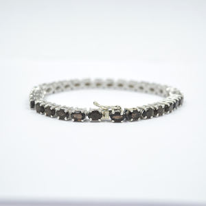 Pulsera de tenis de plata esterlina 925 hecha a mano, nuevo conjunto de puntas de piedras preciosas de cuarzo ahumado, moda para fiestas, bodas, venta al por mayor disponible - Product Image 2