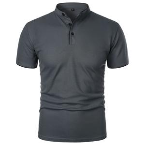 Camisetas de manga corta de verano para hombre, camisetas de cuello de manga corta, nuevo Polo informal de Color sólido, Top básico holgado transpirable de moda - Product Image 3