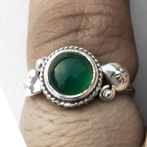 แหวนพลอยโอนิกซ์สีเขียว925เครื่องประดับเงินสเตอร์ลิงขายส่งแหวนเงินชั้นดีสำหรับผู้หญิงไปปาร์ตี้วันเกิดของเด็กผู้หญิง - Product Image 1